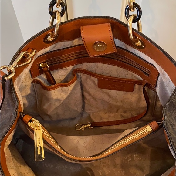 Michael Kors Cynthia Saffiano Leather Satchel - Picture 7 of 8